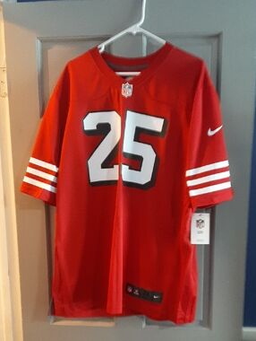 Nike Red #25 49ers Football Jersey with White Accents